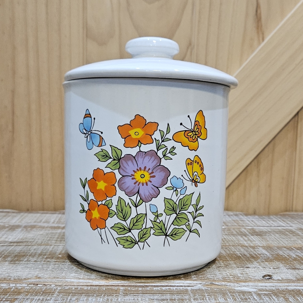 Vintage | Wildflower & Butterflies Lidded Canister